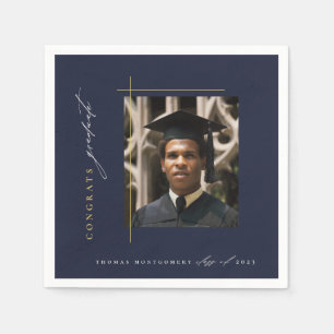 Moderne Navy Blue Graduation Party Serviette