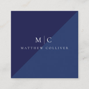 Moderne Navy-Blue-Monogramm-Karte Quadratische Vis Visitenkarte