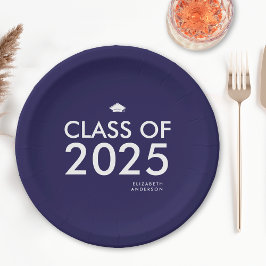 Moderne Navy Blue Personalisiert Graduation Party Pappteller