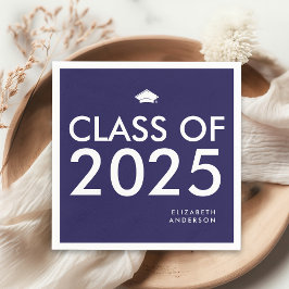 Moderne Navy Blue Personalisiert Graduation Party Serviette