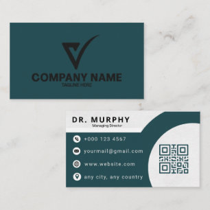 Moderne Navy Blue professionelle QR-Code Visitenka Visitenkarte