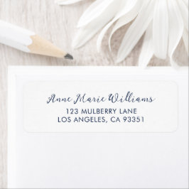 Moderne Navy-Blue-Schrift Namens-Rücksendeadresse