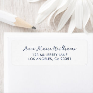 Moderne Navy-Blue-Schrift Namens-Rücksendeadresse
