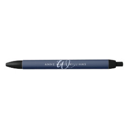 Moderne Navy-Blue-Schriftmonogramm Kugelschreiber