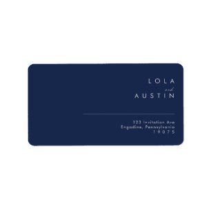 Moderne Navy Blue Silver Wedding RSVP-Adresse Adressaufkleber