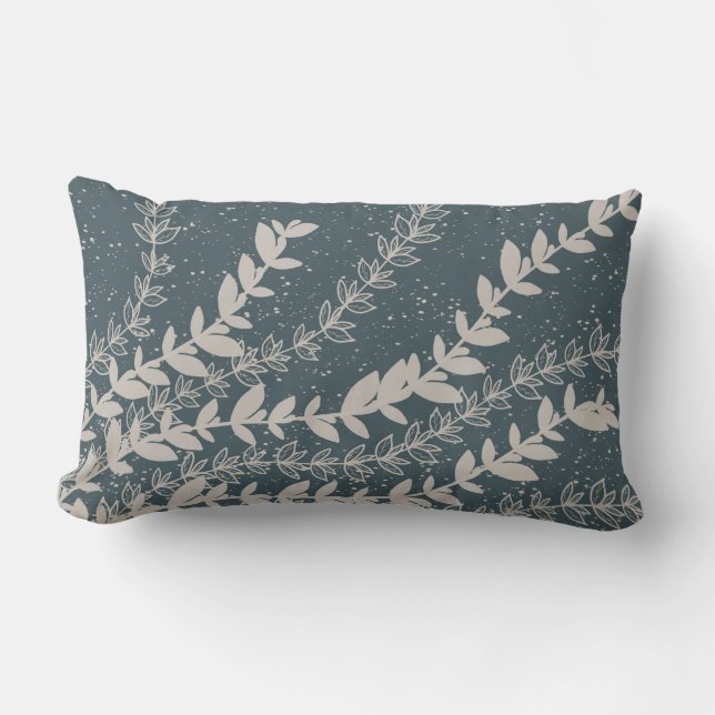 Moderne Navy Blue Simple Blätter Botanical Lendenkissen (Vorderseite)