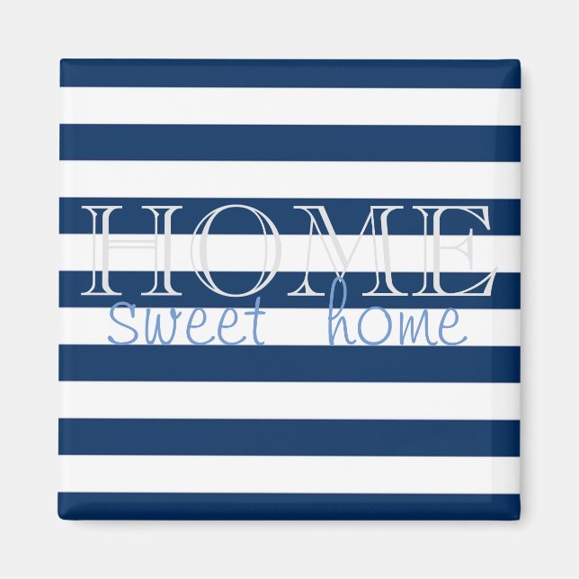 Moderne Navy Blue Stripes,Zuhause Sweet Zuhause Magnet (Vorne)