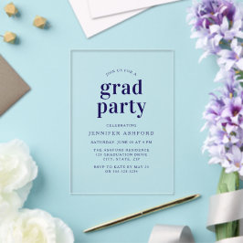 Moderne Navy Blue Trendy Graduation Party Acryleinladungen