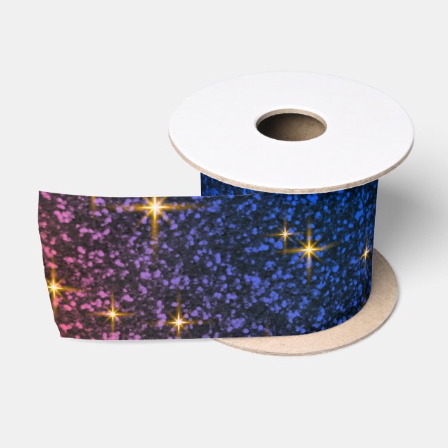 Moderne Navy Blue und Gold Glitzer Textur Satin Ri Satinband (Spule)