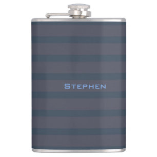 Moderne Navy-Blue- und Pflaumenfarbene Namens-Flas Flachmann