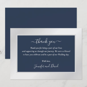 Moderne Navy Blue und Silber Danke-Karte Dankeskarte