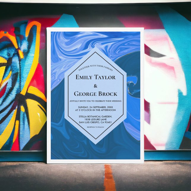 Moderne Navy Blue Waves Abstrakte künstlerische Ho Einladung (Von Creator hochgeladen)