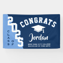 Moderne Navy Blue White 2024 Graduation Party Banner