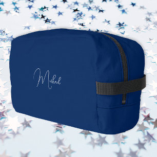Moderne Navy Blue White Monogram Mens Womens Trave Waschbeutel