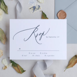 Moderne Navy Blue White Simple Wedding RSVP Karte