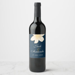 Moderne Navy Blue Wine Flasche Aufkleber & Etikett