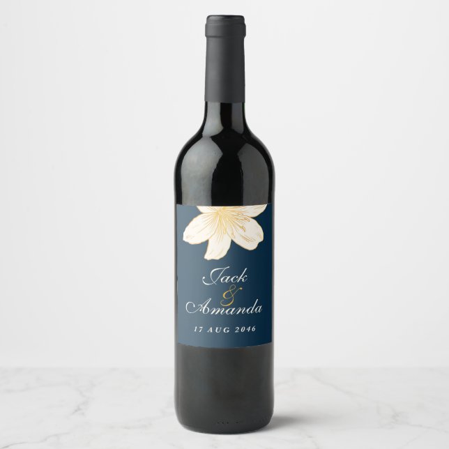 Moderne Navy Blue Wine Flasche Aufkleber & Etikett (Vorderseite)