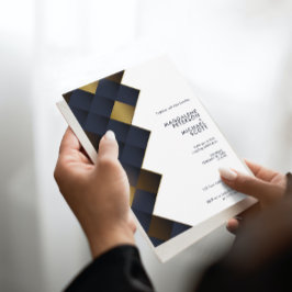 Moderne Navy & Gold Diamond Hochzeit Einladung