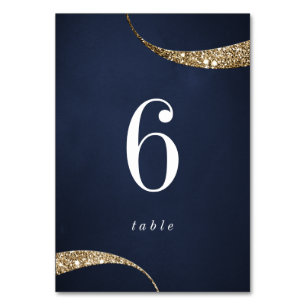 Moderne Navy-Gold-Glitterstreifen Tischnummer