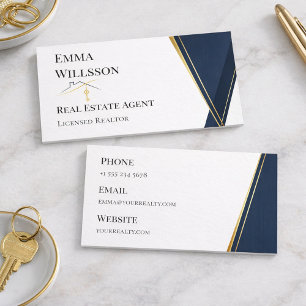 Moderne Navy-Gold-Luxus-Makler-Branding Visitenkarte
