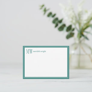 Moderne Navy-Rahmen-Monogramm Mitteilungskarte