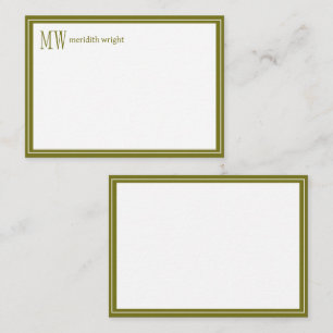 Moderne Navy-Rahmen-Monogramm Mitteilungskarte