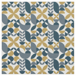 Moderne Navy-Senf abstrakte geometrische Muster Stoff