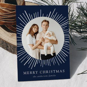 Moderne Navy-Sonnenstrahl-Frohe Weihnachten 2 Foto