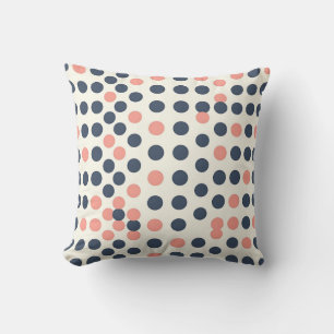 Moderne Navy- und Pfirsich-Geometric-Polka-Dots Kissen