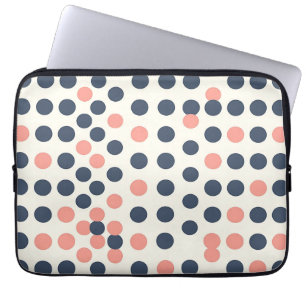 Moderne Navy- und Pfirsich-Geometric-Polka-Punkte Laptopschutzhülle