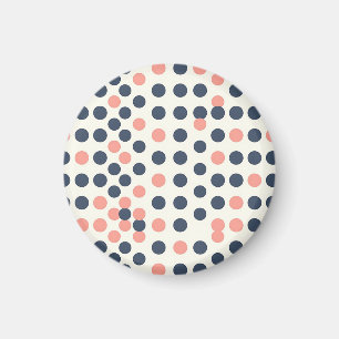 Moderne Navy- und Pfirsich-Geometric-Polka-Punkte Magnet