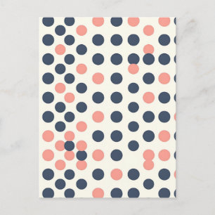 Moderne Navy- und Pfirsich-Geometric-Polka-Punkte Postkarte