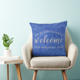 Moderne Navy- und Silber-Personalisierte Name Kissen