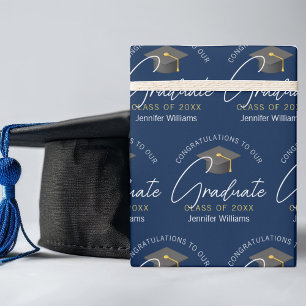 Moderne Navyblau-Abschluss benutzerdefinierte Grad Geschenkpapier
