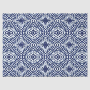 Moderne Navyblau Weiße Geometrische Batik Sterne Seidenpapier