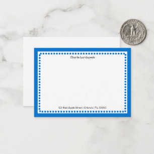 Moderne Navyblaue gepunktete Rahmen Custom Name, A Mitteilungskarte