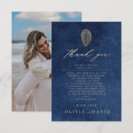 Moderne Navyblaue Nautische Hochzeit Dankeskarte