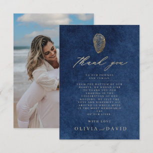 Moderne Navyblaue Nautische Hochzeit  Dankeskarte