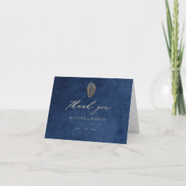 Moderne Navyblaue Nautische Hochzeit Dankeskarte