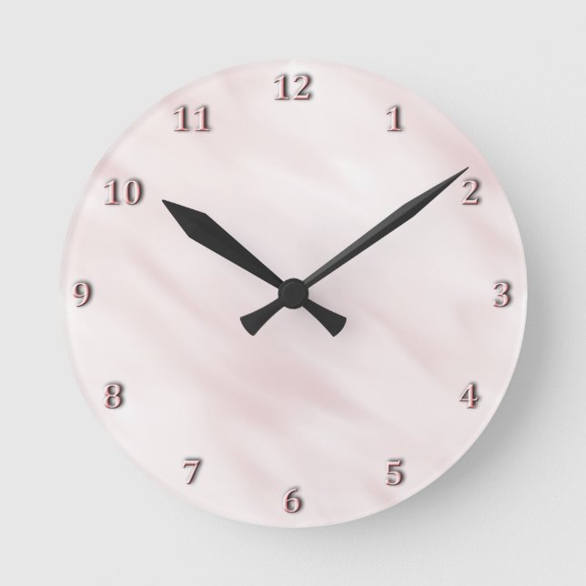 Moderne nebelhafte Rosen-Pastellbad-Set Runde Wanduhr (Vorderseite)