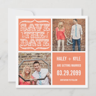 Moderne Nectarine Orange Enregistrer la date Carte