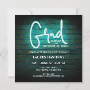Moderne Neon 2023 Foto Graduation Party Einladung