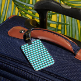 Moderne Neon Blue und Black 3D Metal Effect Stripe Gepäckanhänger