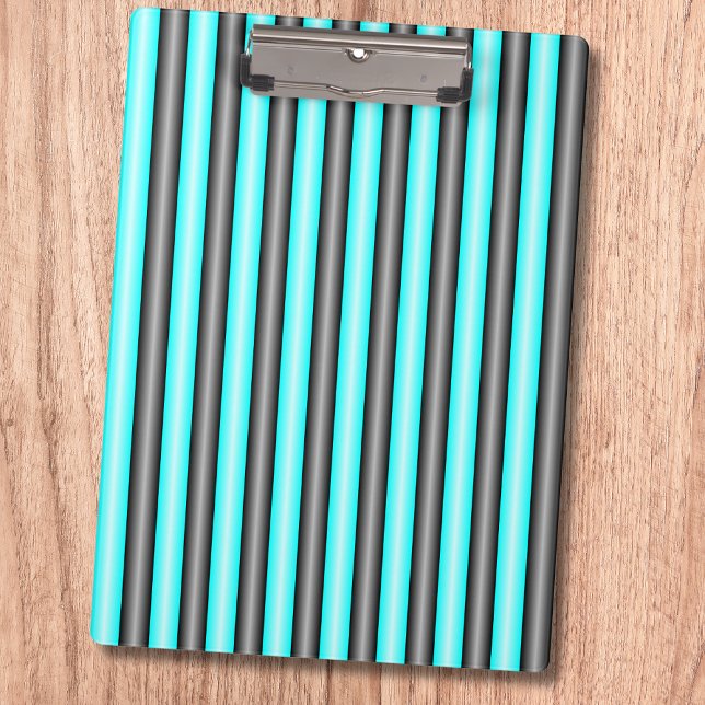 Moderne Neon Blue und Black 3D Metal Effect Stripe Klemmbrett (Von Creator hochgeladen)