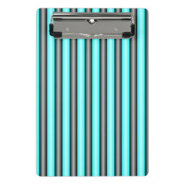 Moderne Neon Blue und Black 3D Metal Effect Stripe Mini Klemmbrett