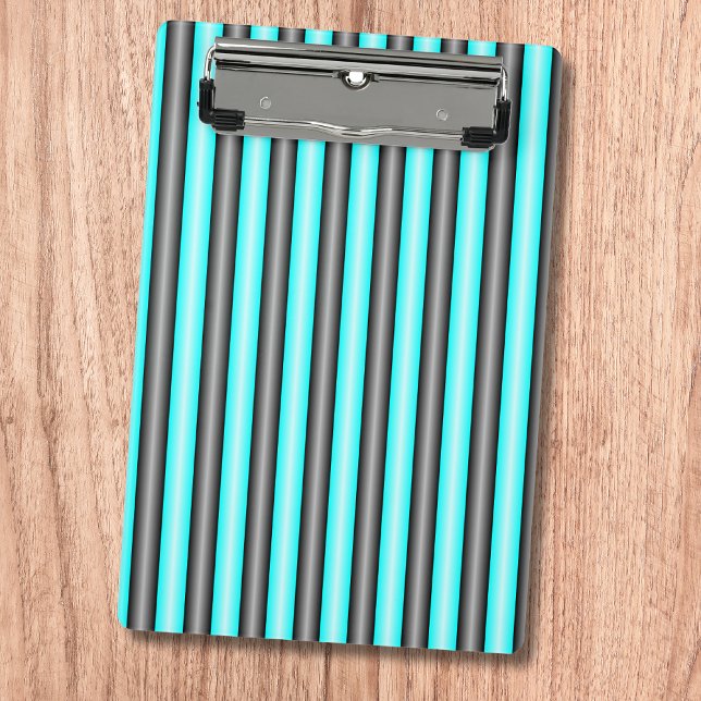 Moderne Neon Blue und Black 3D Metal Effect Stripe Mini Klemmbrett (Von Creator hochgeladen)