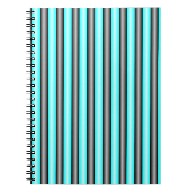 Moderne Neon Blue und Black 3D Metal Effect Stripe Notizblock (Vorderseite)