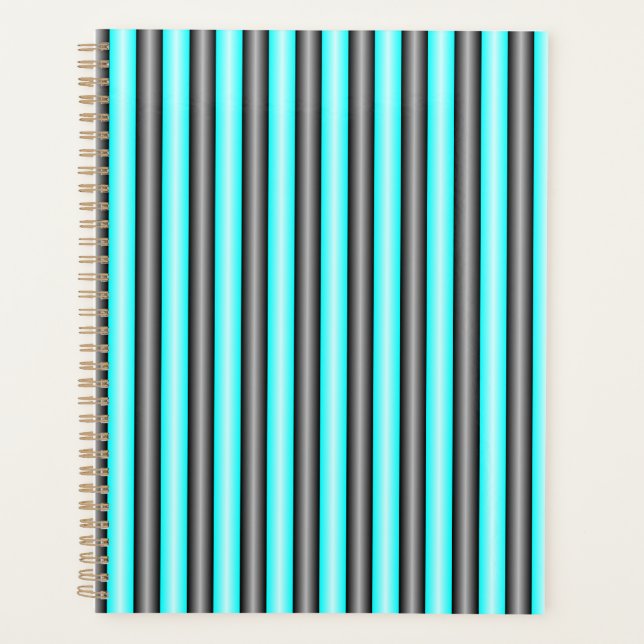 Moderne Neon Blue und Black 3D Metal Effect Stripe Planer (Vorderseite)