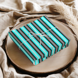 Moderne Neon Blue und Black 3D Metal Effect Stripe Seidenpapier