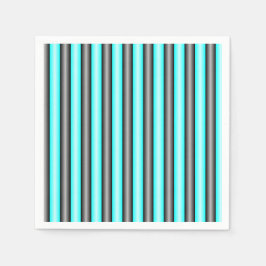 Moderne Neon Blue und Black 3D Metal Effect Stripe Serviette
